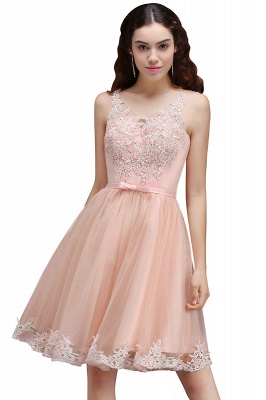 Cute Short A-line Lace Homecoming Dress_1