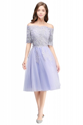 A-line Bateau Tulle Prom Dress with Appliques_6