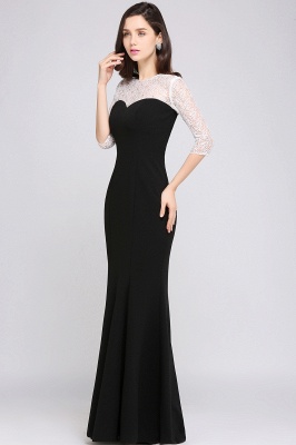 Cheap Floor Length Mermaid Black Lace Evening Dresses_3