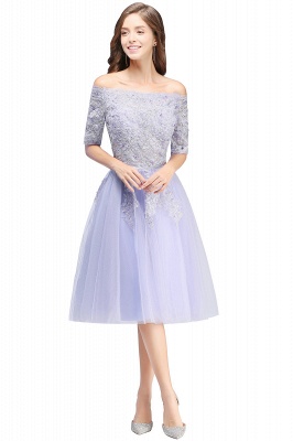A-line Bateau Tulle Prom Dress with Appliques_4