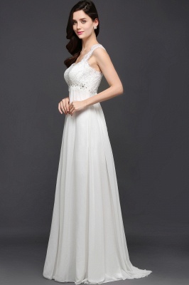 White Sweetheart A-line Chiffon Lace Evening Dress_4