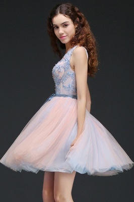 Sky Blue V-neck Knee-length Princess Homecoming Dress_6
