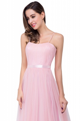 A-line Sweetheart Floor-length Pink Tulle Ruffles Bridesmaid Dresses_8