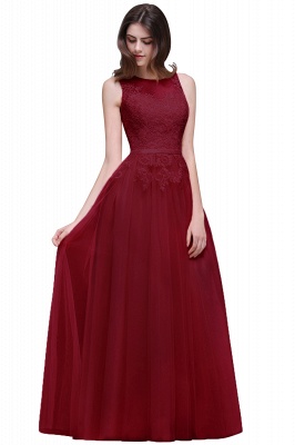 Floor-Length Tulle A-line Lace Prom Dress_3