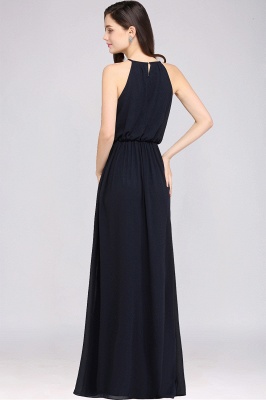 A-line Floor-length Chiffon Navy Blue Simple Prom Dress_12