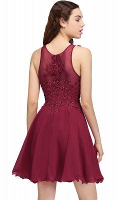 A-line Jewel Short Chiffon Burgundy Homecoming Dresses with Lace Appliques_8