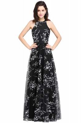 Black Long A-line sleeveless Evening Dresses_7