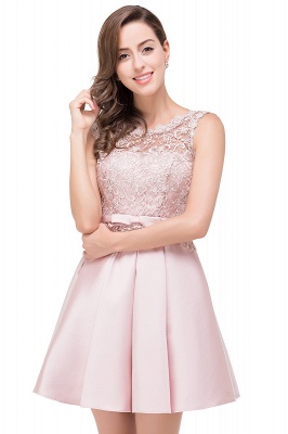 A-line Knee-length Satin Homecoming Dress with Lace_9
