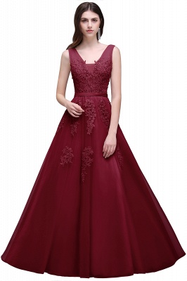 A-line Floor-length Tulle Bridesmaid Dress with Appliques_5