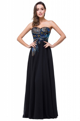 Embroidery A-line Sweetheart Black Evening Dress_2