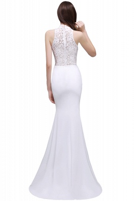 High Neck Lace White Mermaid Wedding Dresses_2