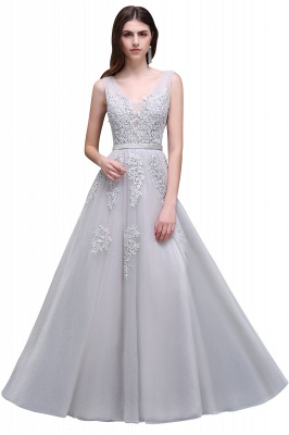 A-line Floor-length Tulle Bridesmaid Dress with Appliques_10