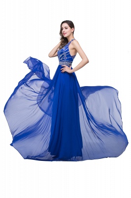 A-line Crew Floor-length Sleeveless Tulle Prom Dresses with Crystal Beads_5
