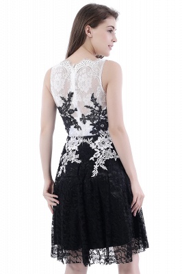 Lace Sheath Sleeveless Black Short prom Dresses_3