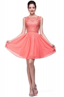 Chiffon Ruffles Lace A-line Sleeveless Bateau  Short  Top Prom Dresses_15