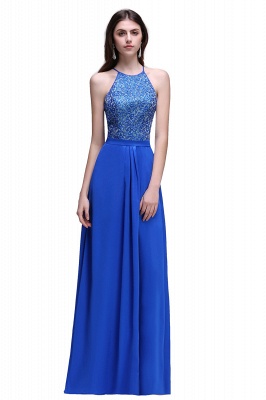 A-line Halter Neck Chiffon Royal Blue Prom Dresses with Sequins_1
