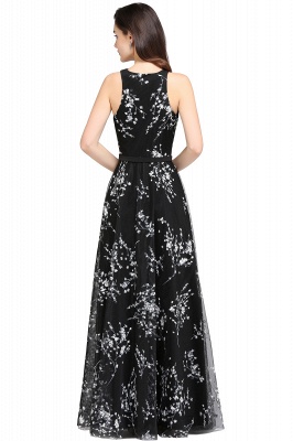Black Long A-line sleeveless Evening Dresses_8