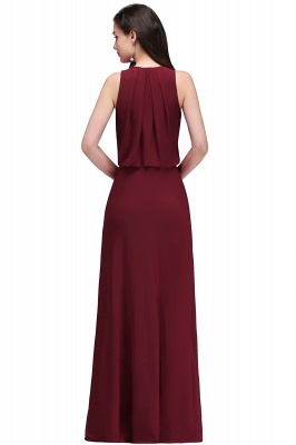 A-line V-neck Floor-length Sleeveless Burgundy Prom Dresses with Crystal_3