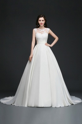 Ball Gown Sleeveless Floor-length Chiffon Lace Wedding Dresses_5