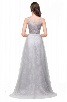 Illusion A-Line Sleeveless  Floor-Length Tulle Prom Dresses with Embroidered Flowers_3