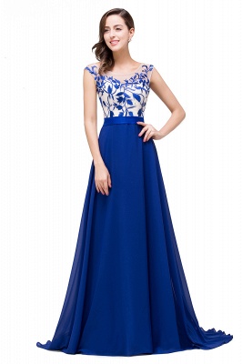 Chiffon A-Line Floor-Length Sleeveless  Prom Dresses with Lace-Appliques_4