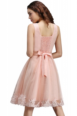 Cute Short A-line Lace Homecoming Dress_3