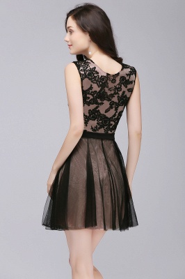 A-line Crew Short Sleeveless Tulle Lace Appliques Prom Dresses_4