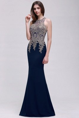 Black Lace Appliques Mermaid Prom Dresses_3