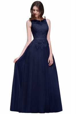Floor-Length Tulle A-line Lace Prom Dress_5