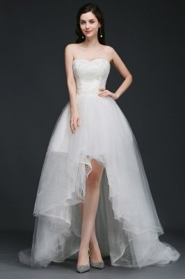 Hi-Lo Tulle A-line Lace Wedding Dress_1