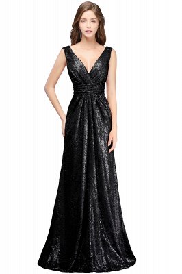 A-line Sleeveless Floor-length V-neck Sequins Prom Dresses_4