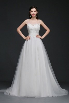 Scoop Tulle Elegant Wedding Dress With Lace_1