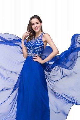A-line Crew Floor-length Sleeveless Tulle Prom Dresses with Crystal Beads_8