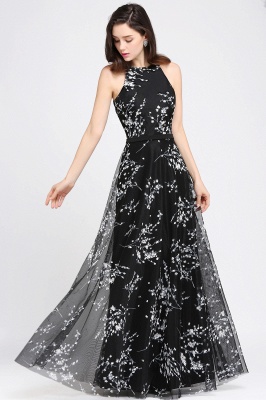 Black Long A-line sleeveless Evening Dresses_2