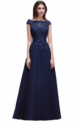 A-line Tulle Lace Appliques Floor-Length Prom Dress_5