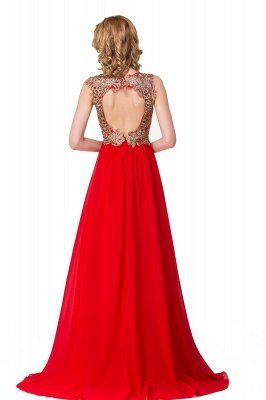 Lace A-Line Floor-Length Sleeveless V-Neck  Appliques Prom Dresses_4