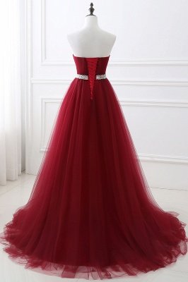 Burgundy Tulle A-line Sweetheart Prom Dress_10