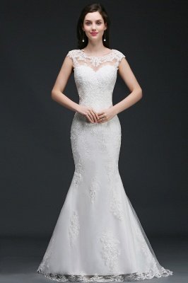 Elegant Mermaid Sweep Train Lace Wedding Dress_1