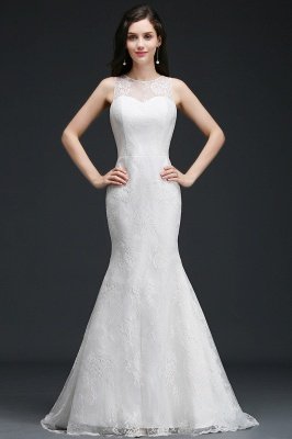 Mermaid Sweep Train Lace New Arrival Wedding Dresses with Buttons_1