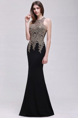 Black Lace Appliques Mermaid Prom Dresses_8
