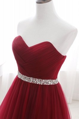 Burgundy Tulle A-line Sweetheart Prom Dress_13