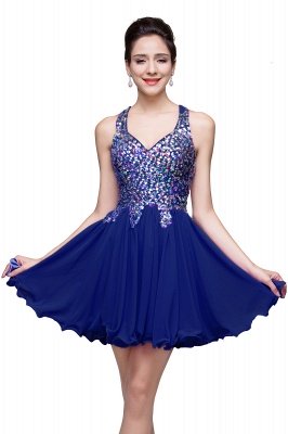 A-line Sweetheart Short Sleeveless Chiffon Prom Dresses with Crystal Beads_4