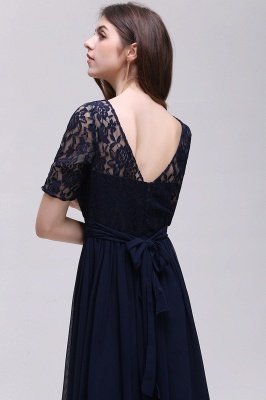 Elegant Scoop Chiffon A-line Prom Dress With Lace_14