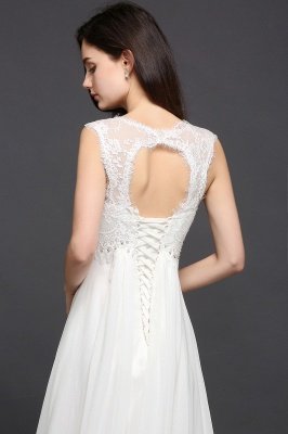 White Sweetheart A-line Chiffon Lace Evening Dress_6