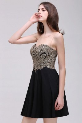Black A-line Short Chiffon  Homecoming Dresses with Appliques_7