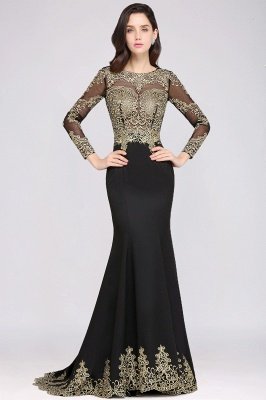 Elegant Mermaid Scoop Long Black Evening Dresses_4