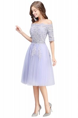 A-line Bateau Tulle Prom Dress with Appliques_8