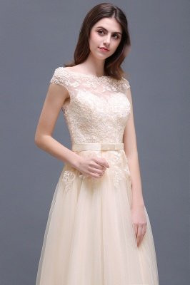 A-line Tulle Lace Appliques Floor-Length Prom Dress_12
