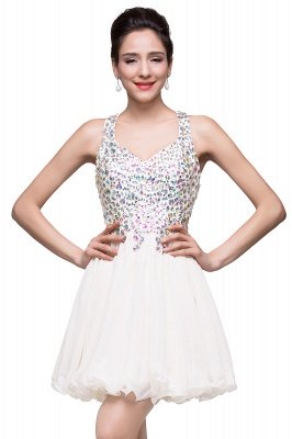 A-line Sweetheart Short Sleeveless Chiffon Prom Dresses with Crystal Beads_1