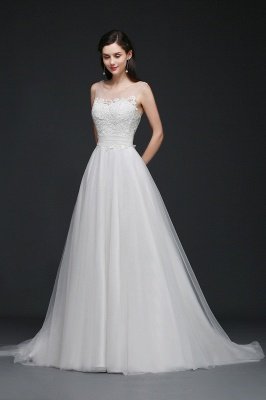 Scoop Tulle Elegant Wedding Dress With Lace_6